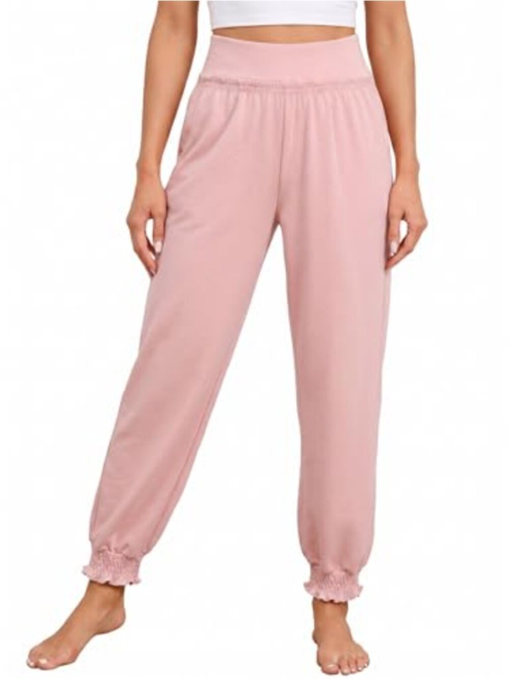 High Waist Elastic Ankle Yoga Pants Lounge Sweatpants for Women